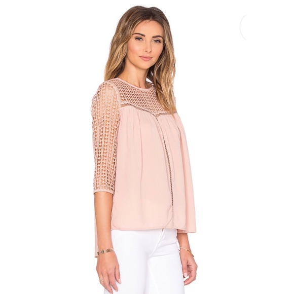 Lace-up Sheer Blouse in Blush - Picture 2 of 4